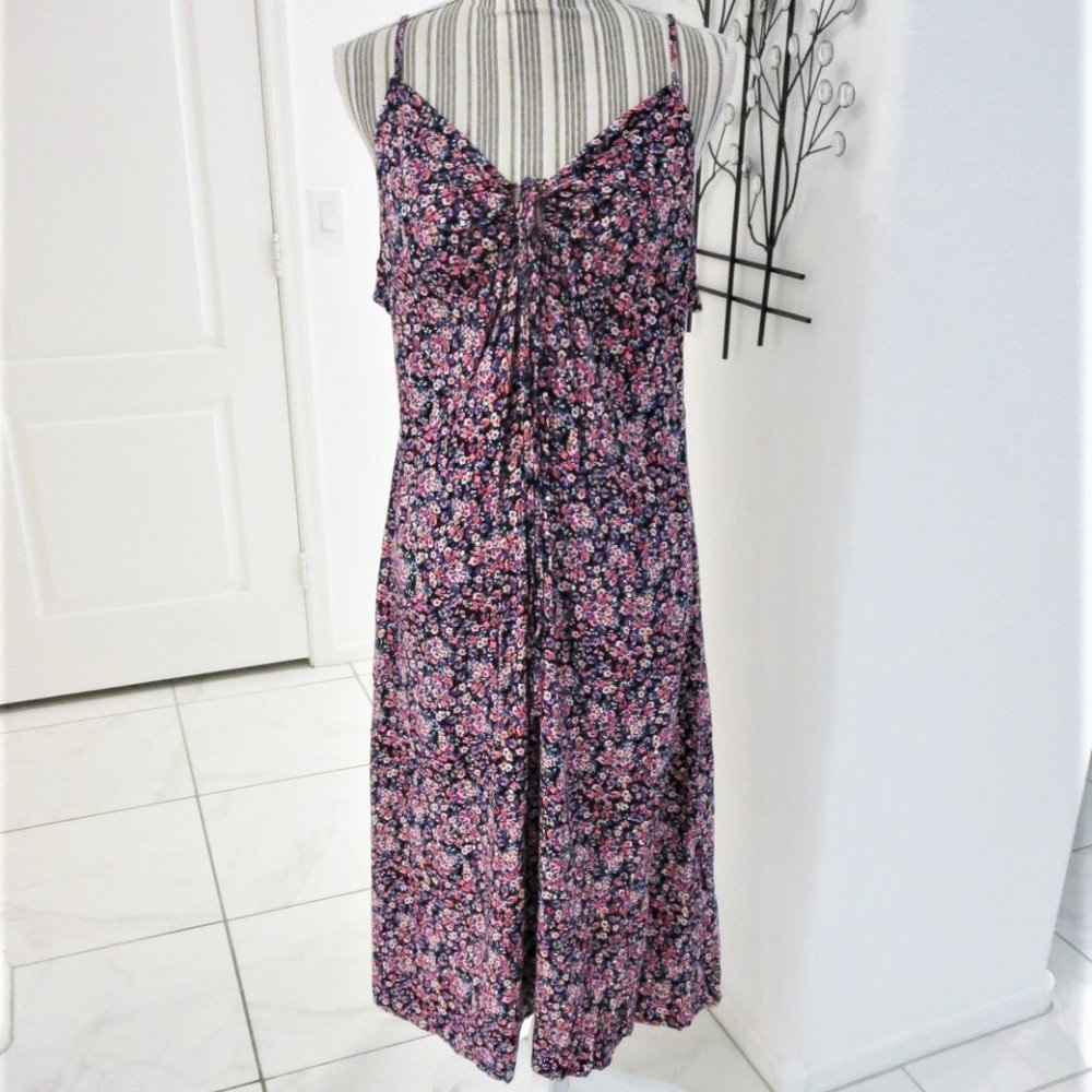 New Wild Fable Floral Print Midi Dress Spaghetti Strap Peach Fuchsia Green Black